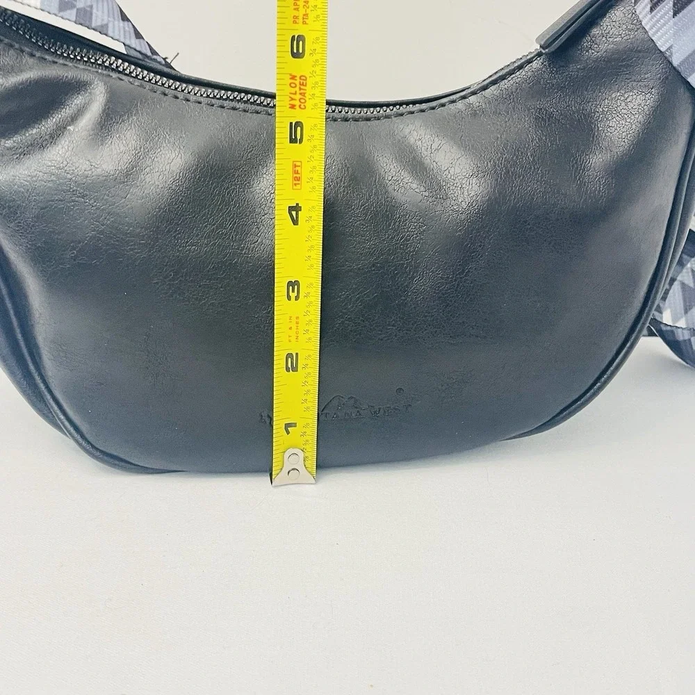 Montana West Crescent Black Bag Adjustable Geometric Shoulder Strap‎